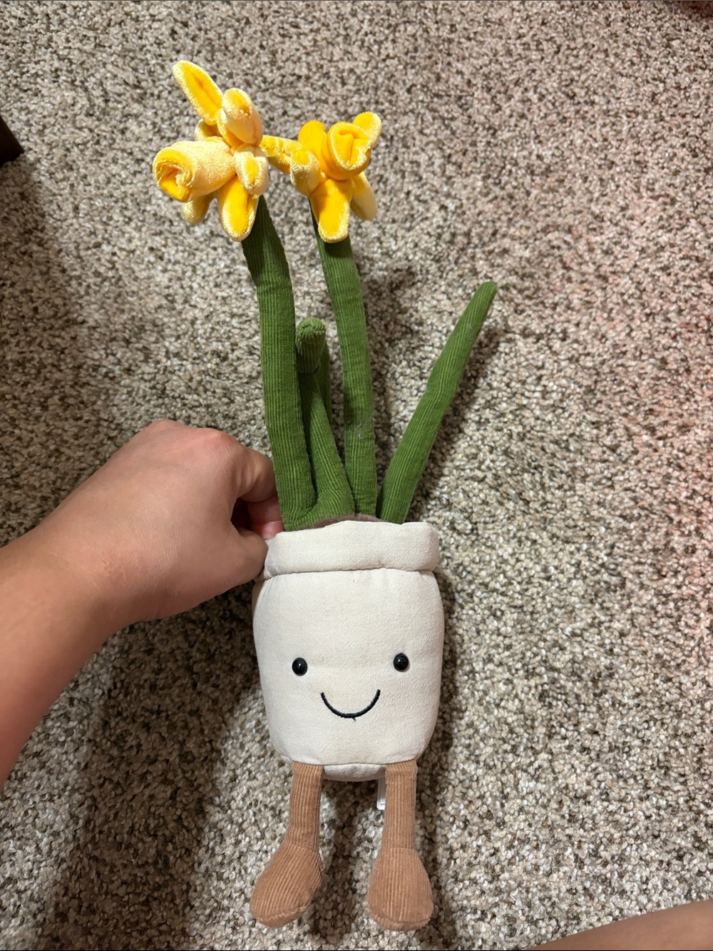 Plush Yellow Daffodil Potted Toy - Cute Cream Planter